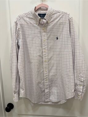EUC Ralph Lauren Men's White Plaid Button-Down Shirt